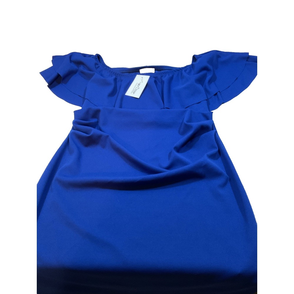 NWT My Bump Blue Maternity Dress Ruffled Top Size Large‎ L81